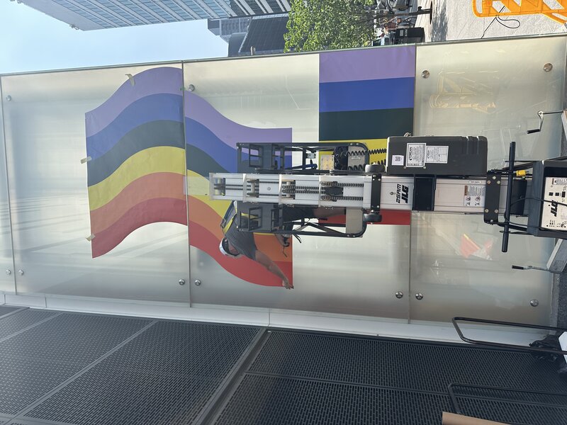 Stand For Love mural — panels going up