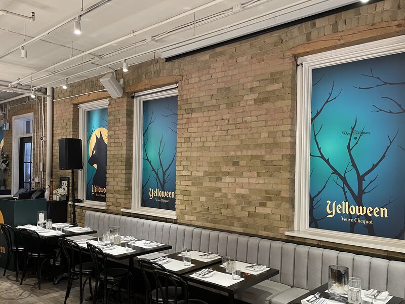 Veuve Clicquot Yelloween event window graphics